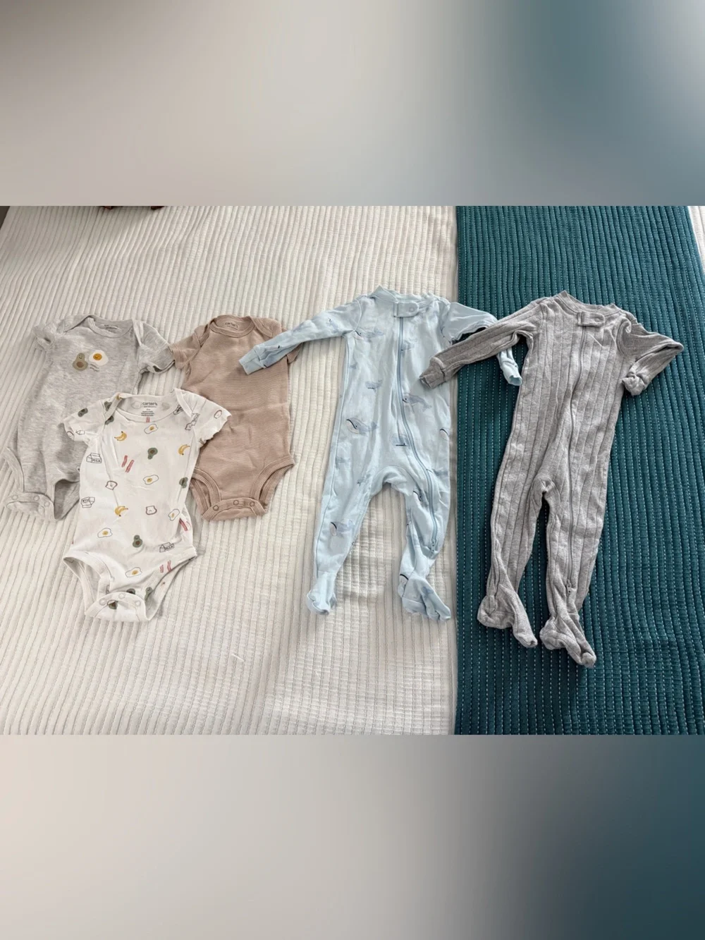 Mixed Baby One-Piece Set, Carter’s and Membersmark, 9 m, 5 pcs